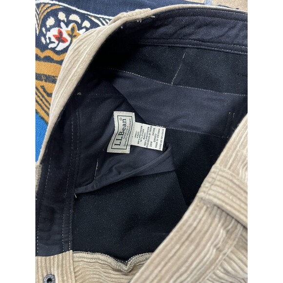 LL Bean Pant Men 32 Khaki Corduroy Double Knee Fleece Lined Field Cargo Gorpcore - Picture 2 of 8